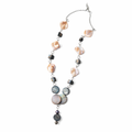 Keshi Pearl & Mother-of-Pearl Statement Necklace with Black Spinel Accents