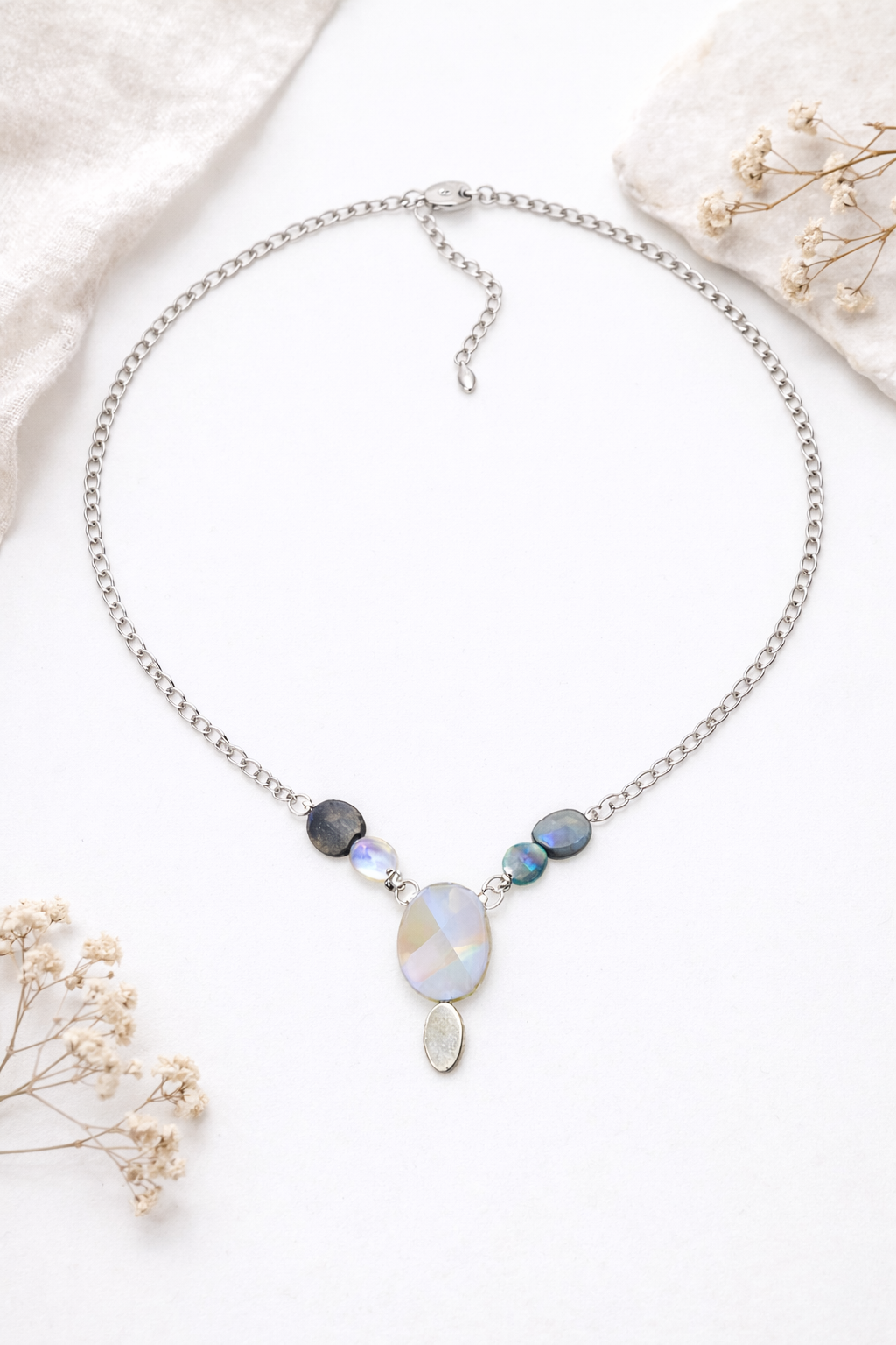 Earth &Ocean Mixed Stone Statement Necklace