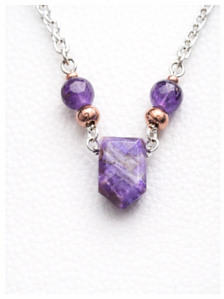 Chevron Amethyst statement necklace