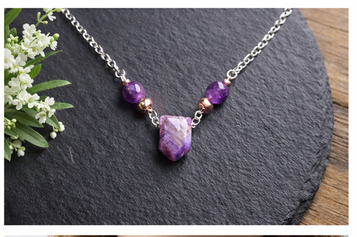 Chevron Amethyst statement necklace