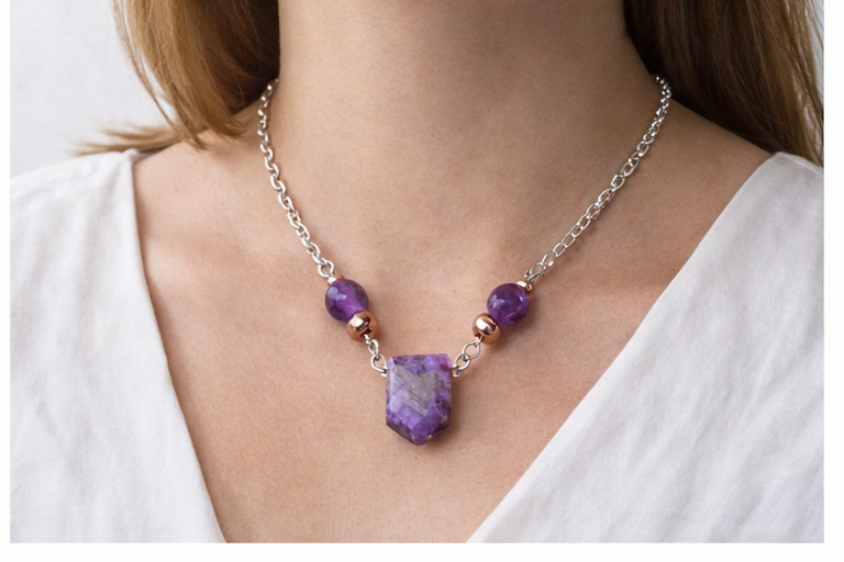 Chevron Amethyst statement necklace