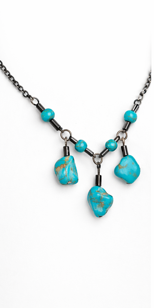 Turquoise Stone Statement Necklace – Handmade Turquoise Pendant Necklace