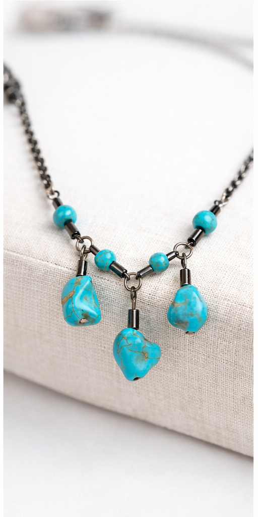 Turquoise Stone Statement Necklace – Handmade Turquoise Pendant Necklace